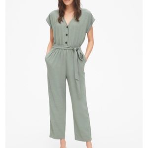 Gap Short Sleeve Button-Front Jumpsuit